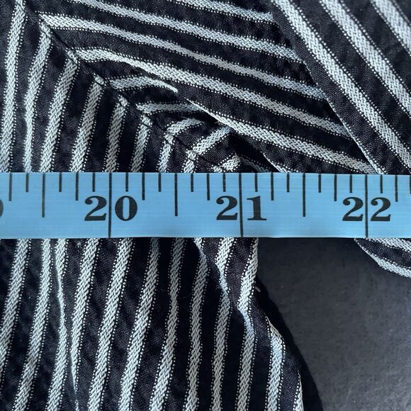 Ali Miles Art To Wear Button Up Shirt Womens  Large Black White Stripe - Picture 5 of 7